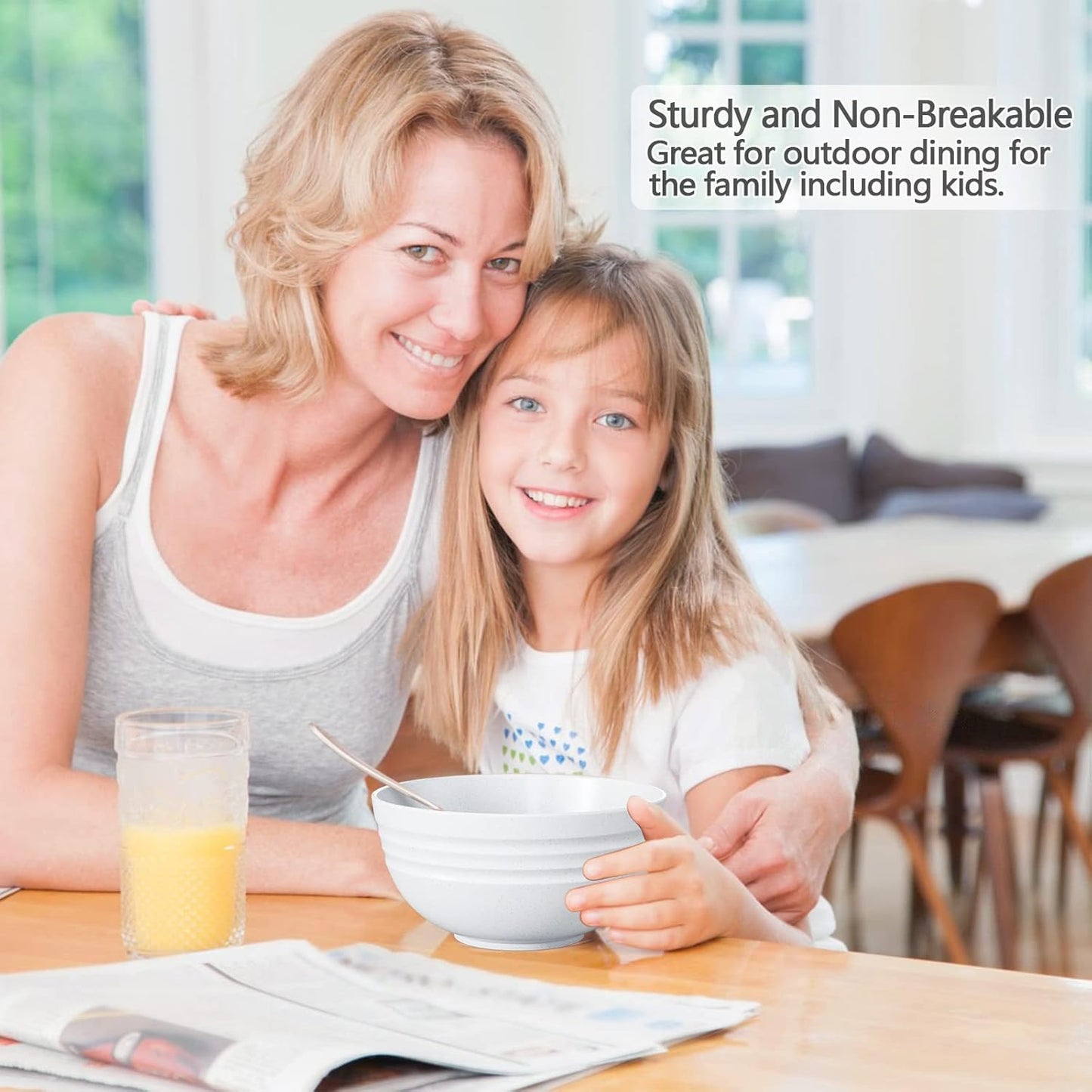 【NOT CERAMIC】Unbreakable Cereal Bowls, 25 OZ Wheat Straw Bowls Microwave and Dishwasher Safe BPA-Free Eco-Friendly Bowl Beige Color for Cereal, Serving ,Soup, Oatmeal, Pasta and Salad(Set Of 6)