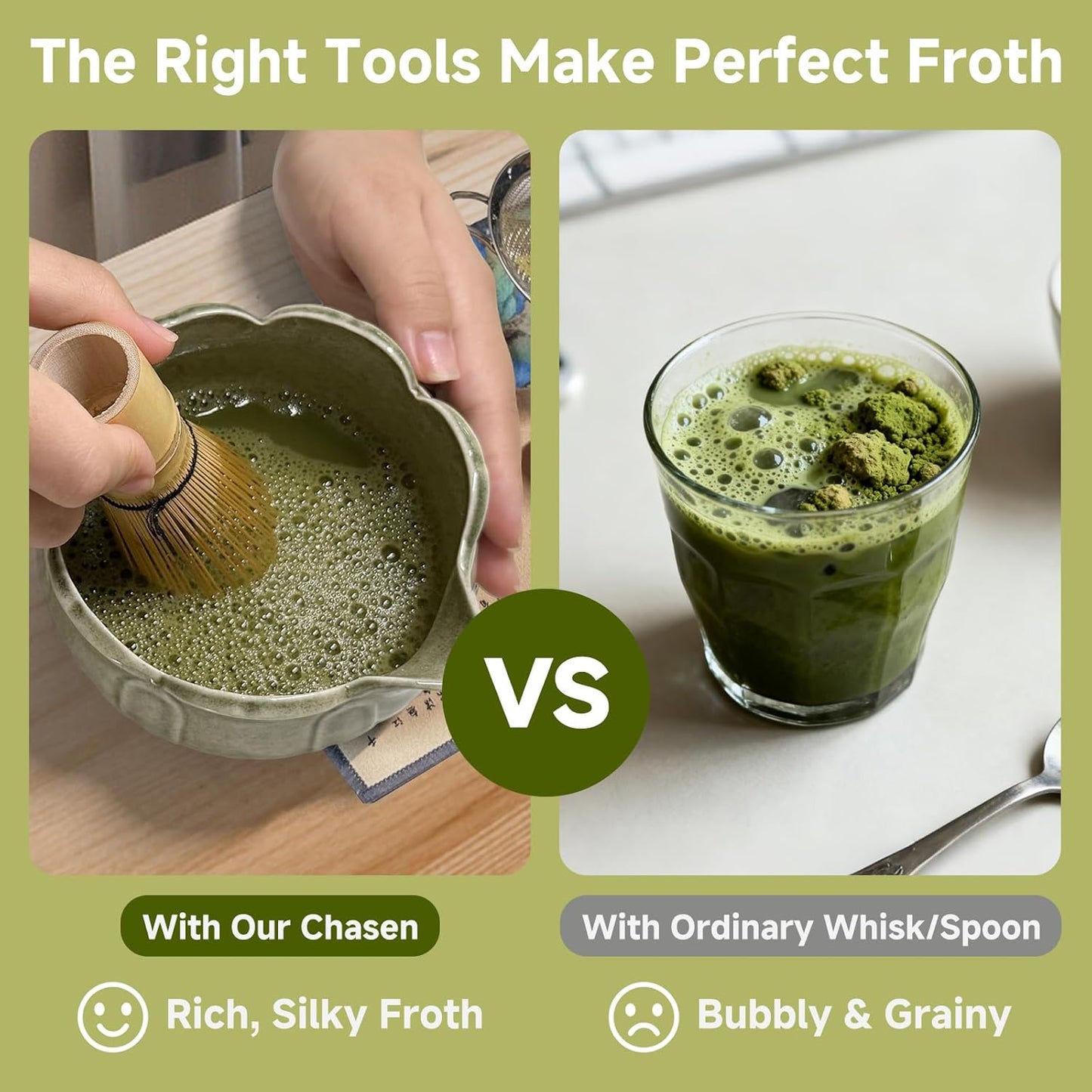 Matcha Whisk Set with Ceramic Bowl - Bamboo Whisk (Chasen), Scoop, Sifter & Holder - Complete Kit for Traditional Matcha Tea - Unique Gifts for Tea Lovers (Celadon Lotusl)