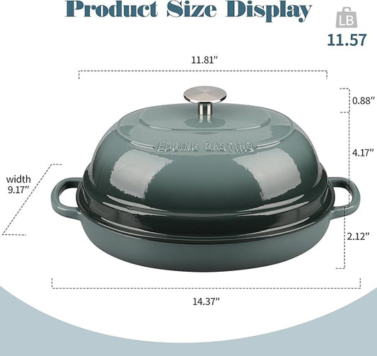 Enameled Oval Cast Iron Dutch Oven Pot with Lid, Bread Dutch Oven for Sourdough Bread Baking, 6QT, Slateblue