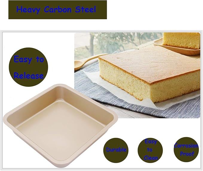 2 Small Baking Pans 8.33 x 8.33 Inch (Inner 7.5 X 7.5) Mini Cookie Sheet Toaster Conventional Oven Tray Nonstick No Warp Magnetic Bakeware for 1 or 2 Person