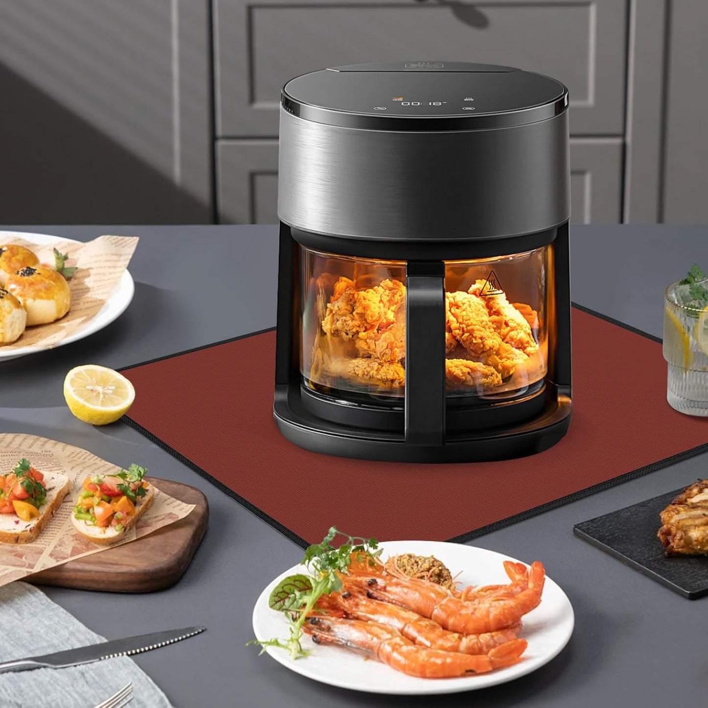 Heat Resistant Mats for Countertop - Firproof 15x18 in Heat Resistant Mats for Air Fryer - Kitchen Countertop Protector for Air Fryer, Coffee Maker, Stand Mixer, Toaster, Oven 2PCS - Red