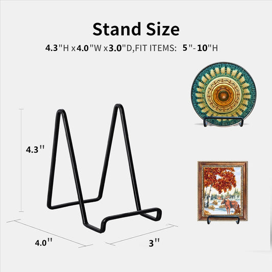 3 Pack 4 inch Metal Plate Stands for Display, Plate Holder Pictures Frame Easel Display Stand, Tabletop Picture Stand, Iron Easels for Display Photo Frames, Plates, Vinyl Record,Book, Plaque, Sign