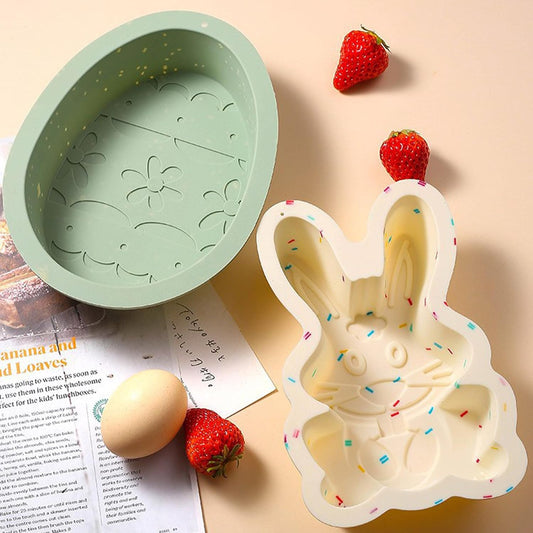 Easter Bunny Cake Pan Ornamental Egg Cake Pan Silicone Mold for Chocolate Candy Soap Candle Making DIY
