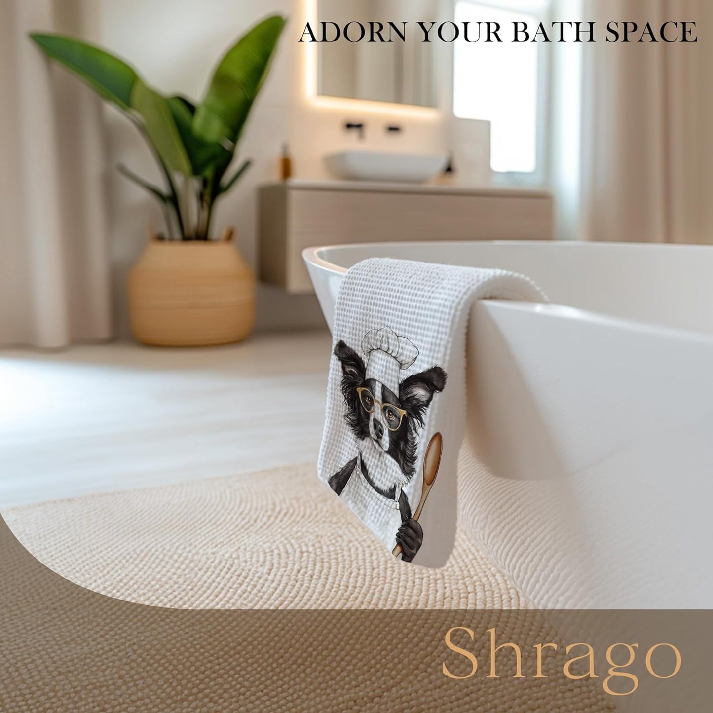 Funny Border Collie Dog Kitchen Towels, Border Collie Gifts for Women Dish Tea Towels for Kitchen, Dog Lovers Mom Dad Owner Gifts Decorative Hand Towels, 16x24 Inch