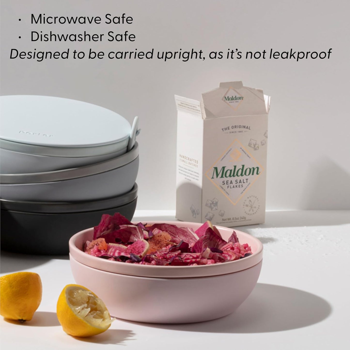 W&P Porter Ceramic Bowl Lunch Container w/ Protective Non-slip Exterior, Cream 1 Liter | Lid & Snap-tight Silicone Strap | Food Storage, Bento Box, Meal Prep | BPA-Free Ceramic