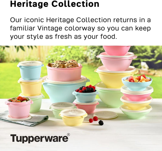Tupperware Heritage Collection 36 Piece Food Storage Container Set in Vintage Colors- Dishwasher Safe & BPA Free - (18 containers + 18 lids)