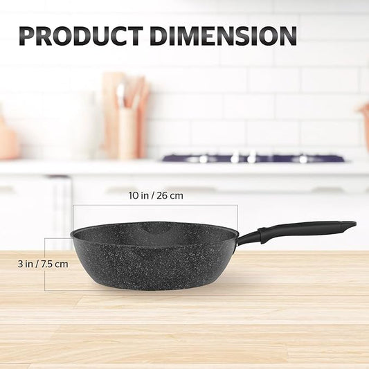 Sunhouse – 10 Inch / 26 cm Non-Stick Deep Frying Pan with Double Pour Spouts, 5-Layer Whitford Non-Stick Coating, PFOA-FREE, Stay-Cool Handle, Induction Compatible with All Cooktops