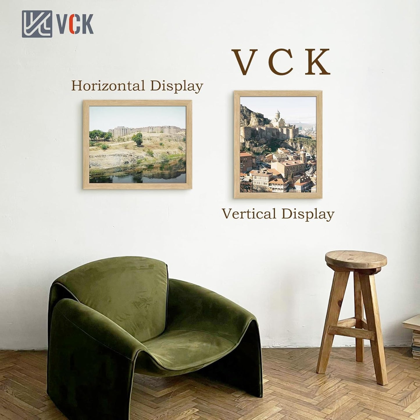 VCK 16x20 Poster Frame 5 Pack - Oak, Natural Solid Wood Picture Frames for Wall, Wall Gallery Frame