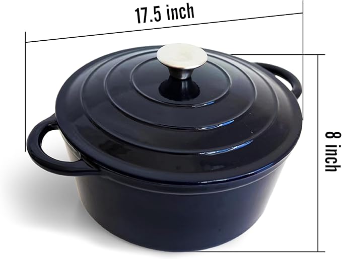 Vivicreate 5.3QT Cast Iron Dutch Oven with Lid, Enamel Coated, Round Casserole Pot for Oven & Stovetop, Durable Cookware for Baking, Roasting, Braising – Horno Holandés de Hierro Fundido con Esmalte, 5.3QT