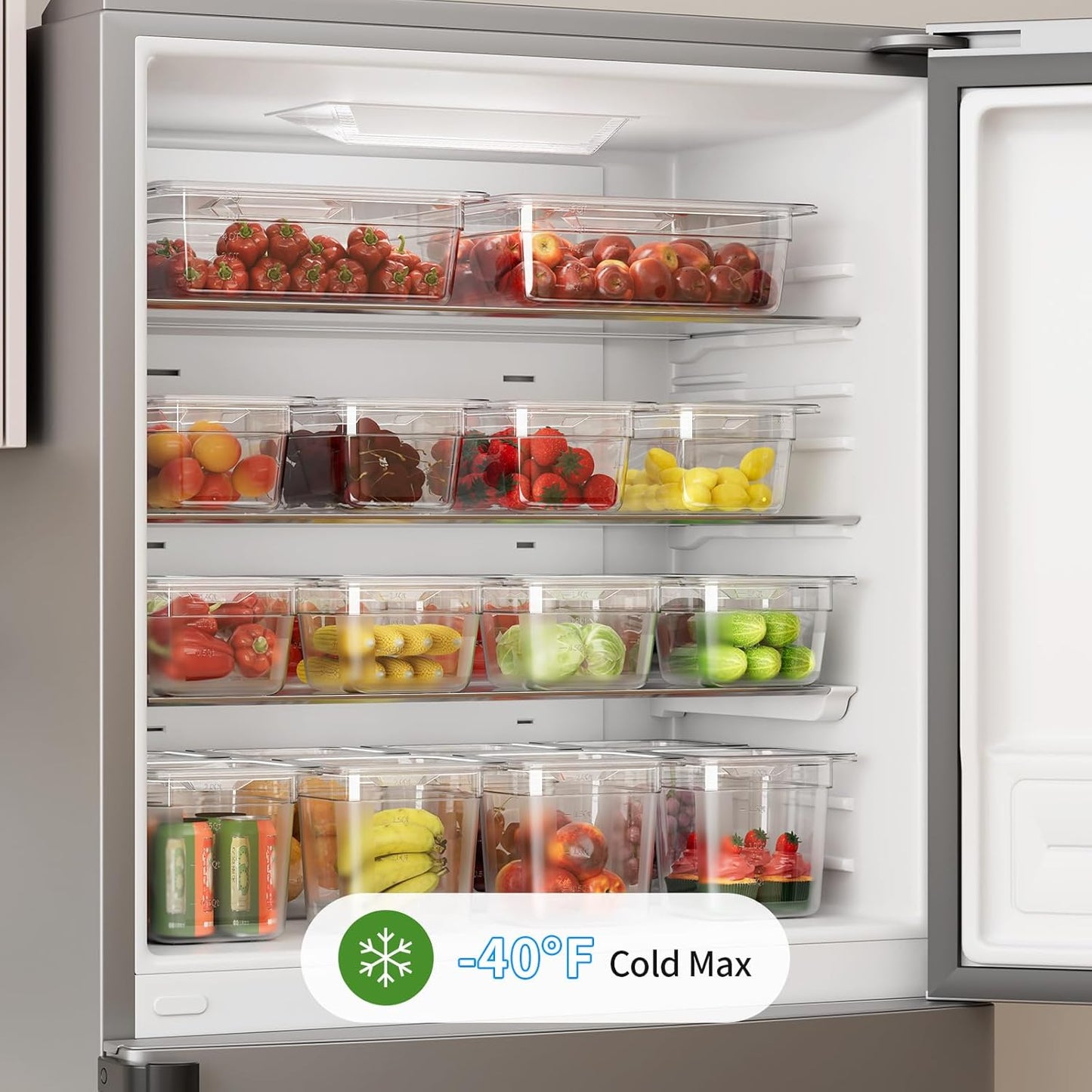 1/6 6'' 12 Pack Plastic Food Pans With Lids, Clear Food Pan, Commercial Stackable Polycarbonate Freezer-Safe for Fruits Vegetables Restaurant Kitchen