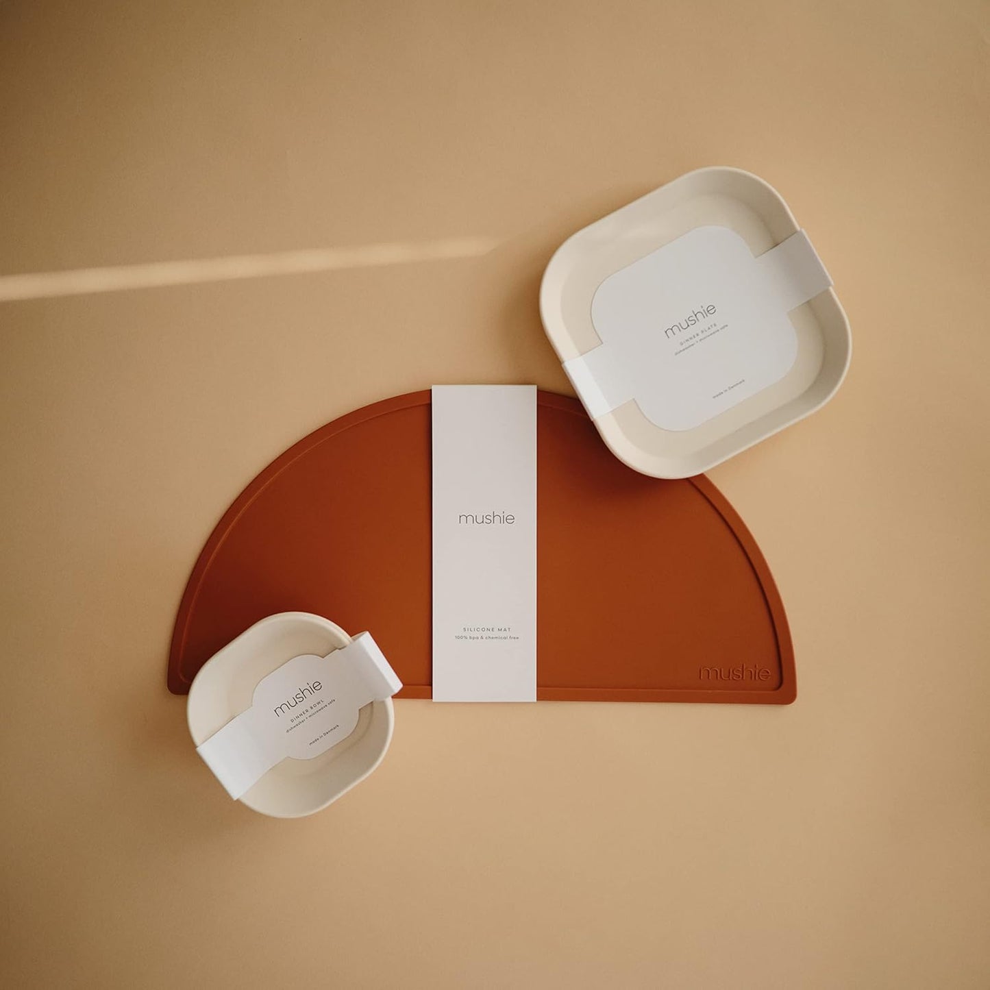 mushie Square Dinnerware Bowls for Kids | Made in Denmark, Set of 2 (Ivory)