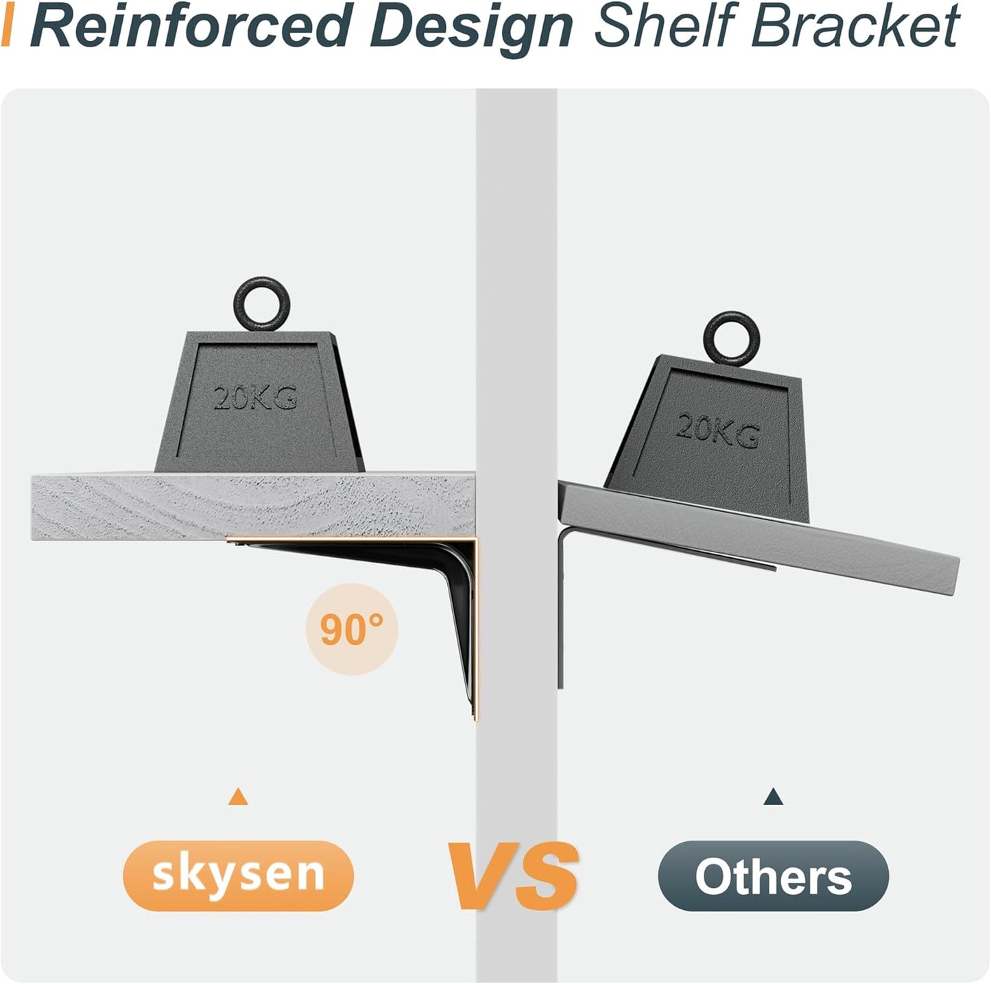 SKYSEN Floating Shelves for Wall Set of 6, 15.7in Wood Wall Shelf for Decor, Bathroom, Bedroom, Storage, Book,Kitchen, Living Room - White(fs-40-w)