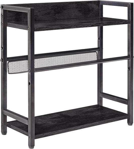 IBUYKE 3-Tier Spice Rack Industrial Counter Shelf Desktop Storage Organizer Standing Seasoning Rack for Countertop Kitchen Office Living Room Desktop Black UTLJ021B