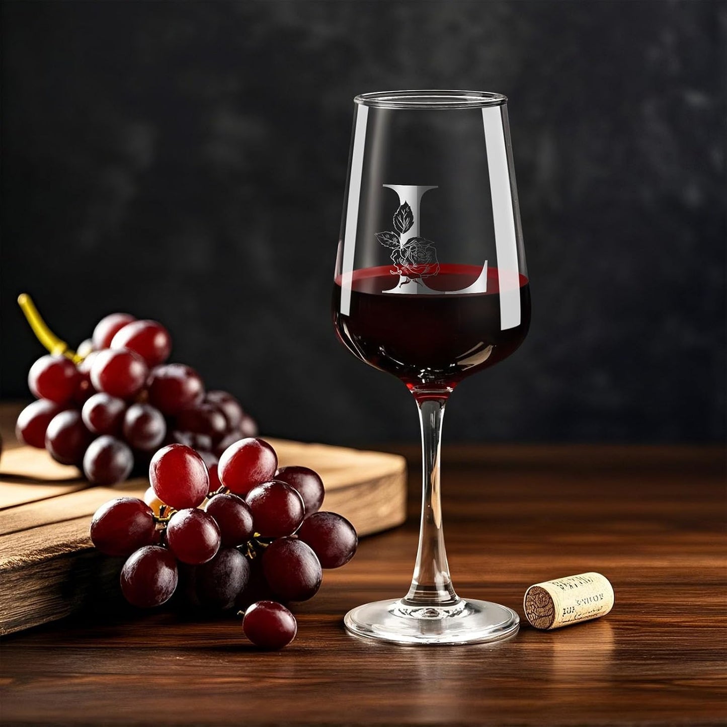 Personalized Wine Glass Gifts for Women - Monogrammed A-Z Wine Glasses Gift | Custom Christmas Gift, Valentines Day, Birthday Gifts for Women Her Mom Wife Best Friend Sister (L)