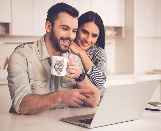 Winston & Bear Cute Grey Kitty Cat Coffee Mug - Ceramic Funny Coffee Mug Gift for Gray Tabby Cat Lovers - Cute Novelty Coffee Mug Present - Great Birthday or Christmas Cup for Men and Women (15oz)