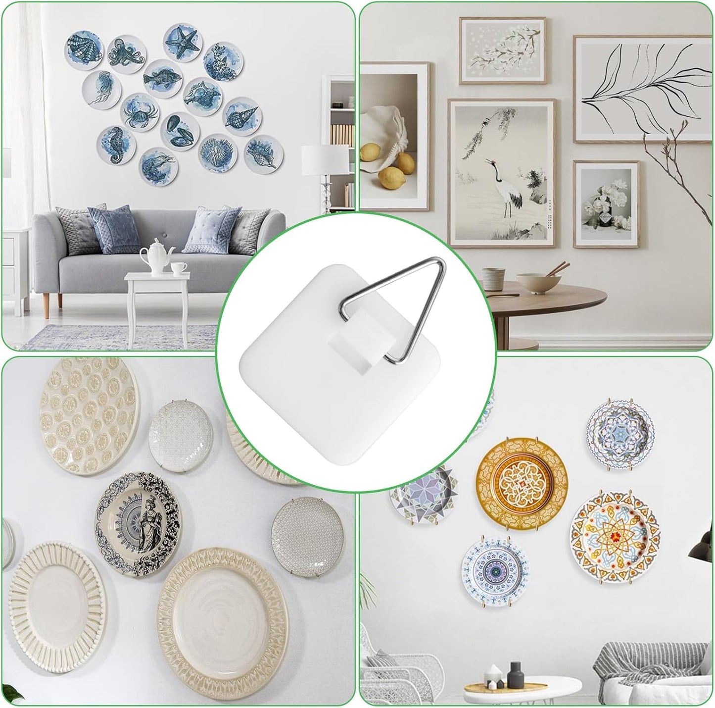 15Pcs Invisible Adhesive Plate Hangers, 1.26 Inches Vertical Plate Holders Hooks for The Wall Display, Decorative Plates Art, Picture Hanging