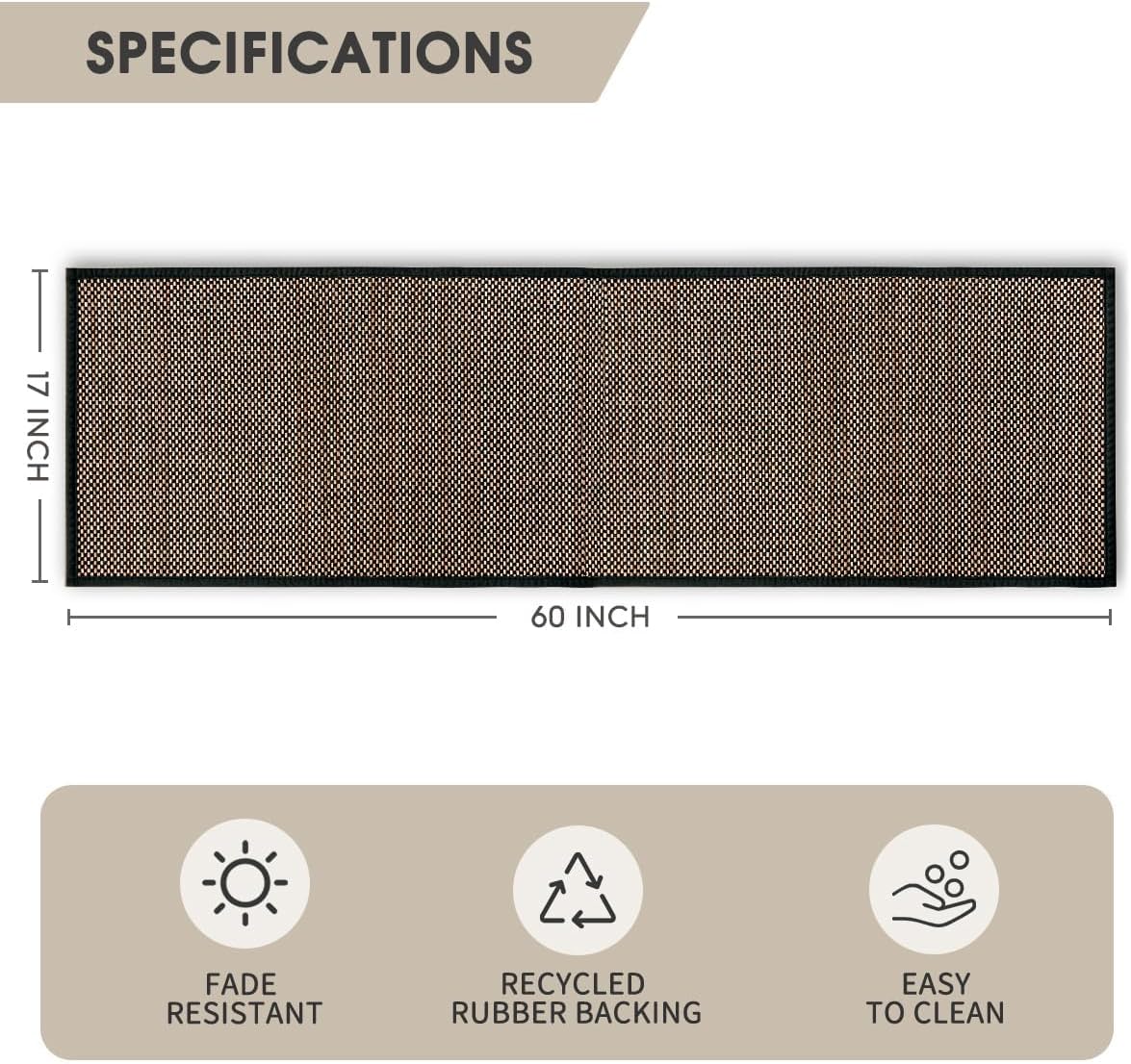 Artoid Mode Washable Non Skid Kitchen Rugs and Mats Doormat, Absorbent Door Mat Rugs for Kitchen Floor Front of Sink Hallway Black 17x60 Inch