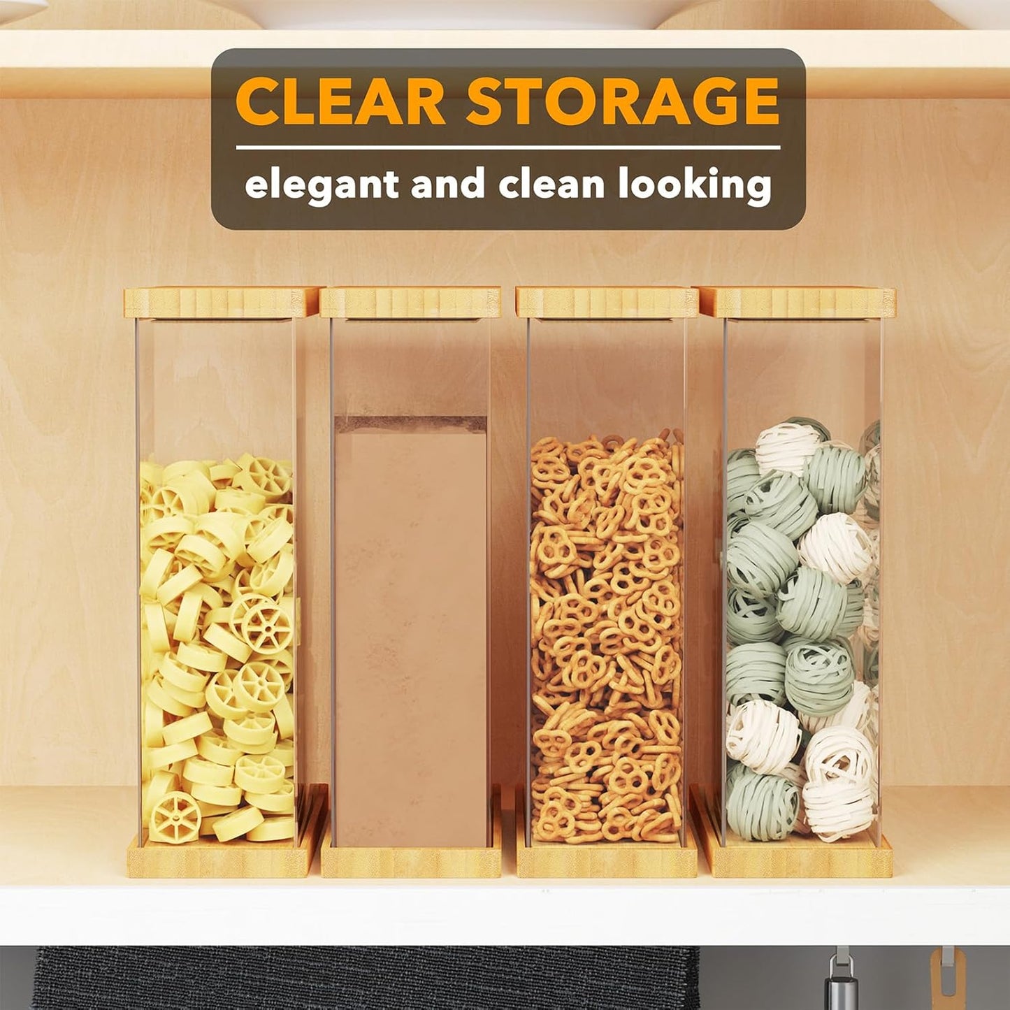 SpaceAid Bamboo Food Storage Container - Airtight Cereal Containers with Lids, Kitchen Cereal Canisters Pantry Organizers and Storage for Rice, Flour, Coffee, Snack, Medium 2 Pack