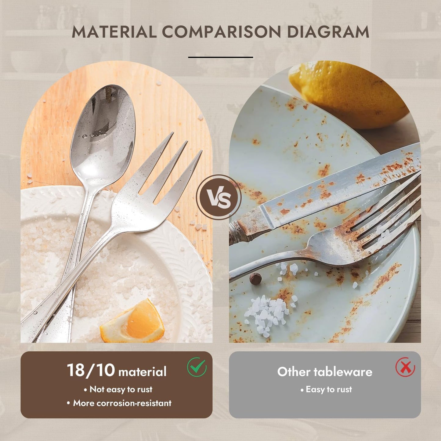 KINGSTONE 45 Piece Silverware Set for 8 with Serving Utensils, 18/10 Stainless Steel Flatware Set, Modern Design Cutlery Set for Home/Hotel/Wedding,Mirror Polished and Dishwasher Safe