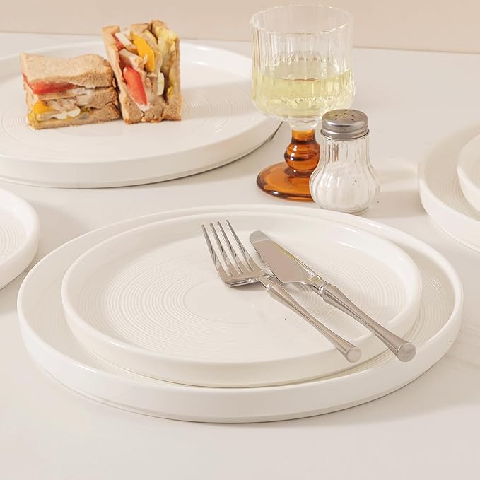 Dinnerware sets plates and bowls sets modern plates stoneware dinnerware set Plates and Bowls Set for 4, 12 Pieces Dishes,Microwave and Dishwasher Safe Tableware (style - 1, 4 - Set (12pcs))