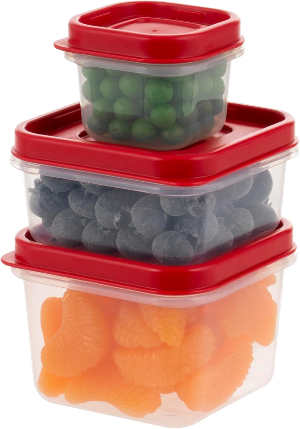 IRIS USA Plastic Food Storage Containers, 24 PC, 12/8/3 Oz Combo Set, 12 Small Containers With Lids, For Sides Snack Fruit Dips Condiments, Microwave Dishwasher Freezer Safe, BPA Free, Clear/Red