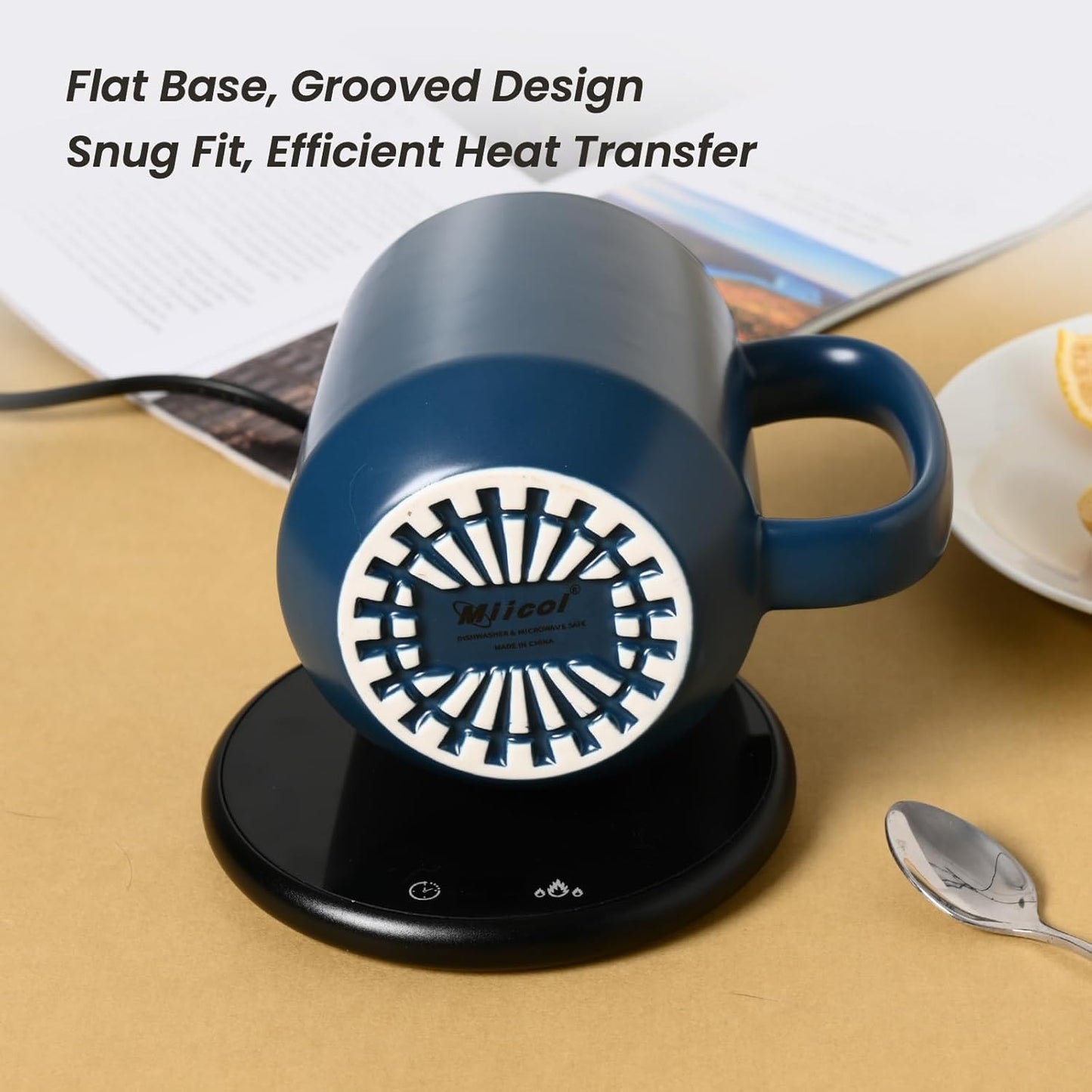 Miicol Ceramic Coffee Mug, 16 oz Large Coffee Cup, Tea Mug with Handle, Flat Bottom Mug for Men, Women, Office, Microwave and Dishwasher Safe, Multi-Color, Navy