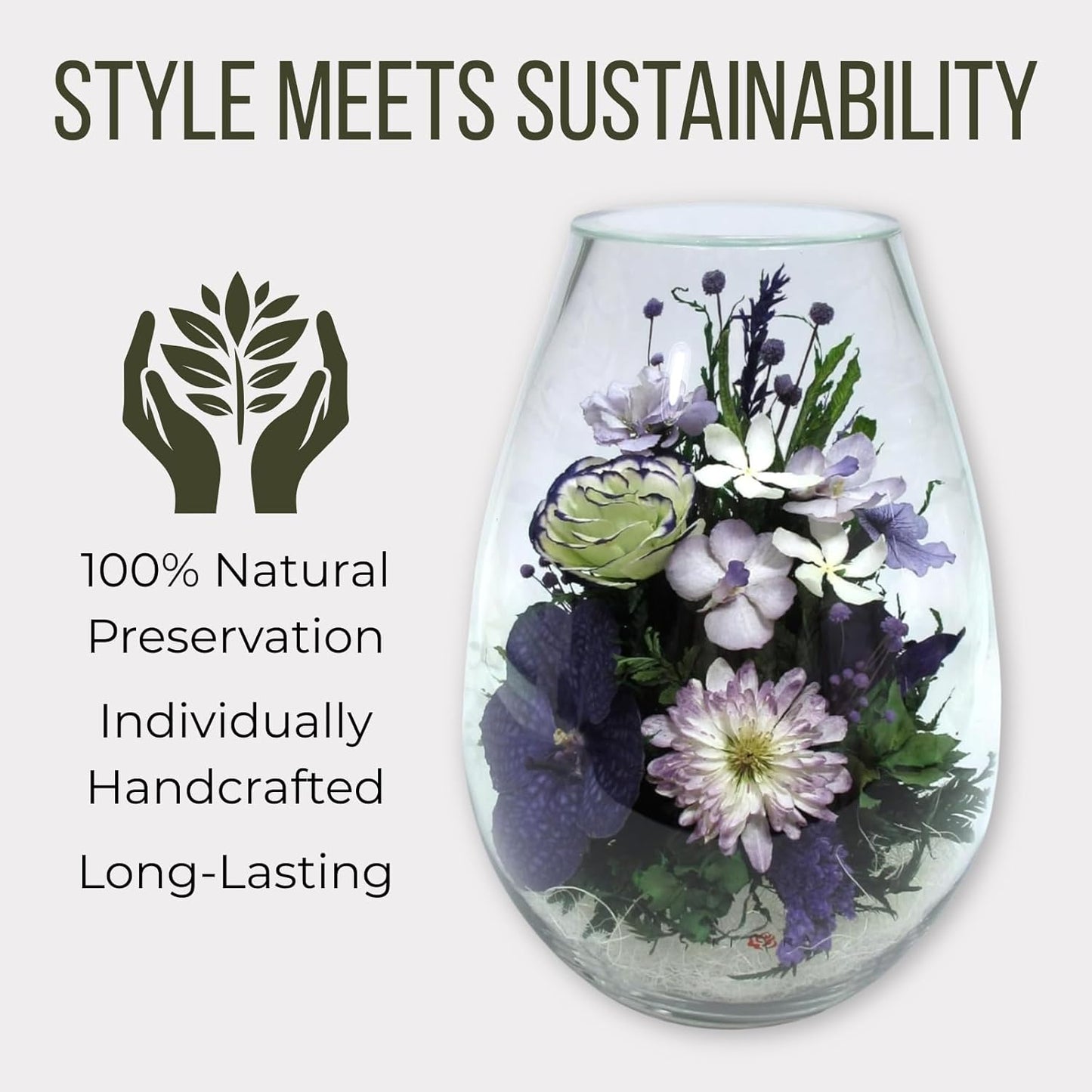 Fiora Flower Elegant Orchid Arrangement in Glass Vase | Preserved Real Orchids Lasting 5 Years | Ideal for Home Decor or Romantic Gift