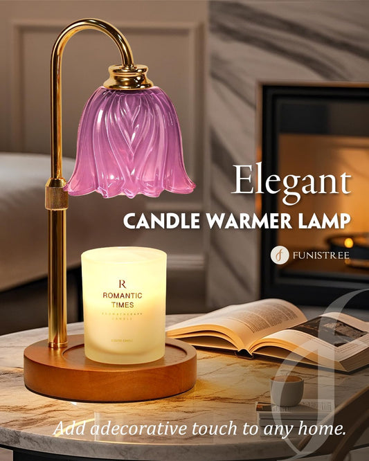 Candle Warmer Lamp, Gold Candle Lamp Warmer with Timer & Dimmer with 2 Bulbs, Christmas Gifts for Women Mom, House Warming Gifts New Home Bedroom Decor, Height Adjustable