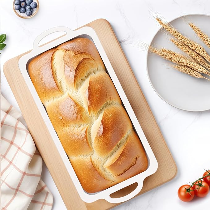 CAKETIME Silicone Bread Loaf Pan, Metal Reinforced Frame Nonstick 10x4.8x2.3 inch Silicone Loaf Pans for Baking Homemade Loaf, Bread, Meatloaf BPA Free 2 Pack