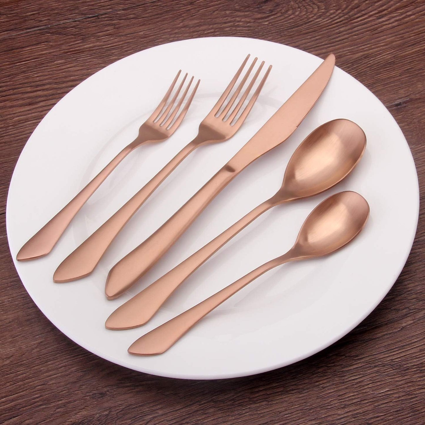 Matte Rose Gold Silverware Set, 20-Piece Stainless Steel Flatware Set, Kitchen Utensil Set Service for 4, Satin Finish Tableware Cutlery Set for Home and Restaurant, Dishwasher Safe