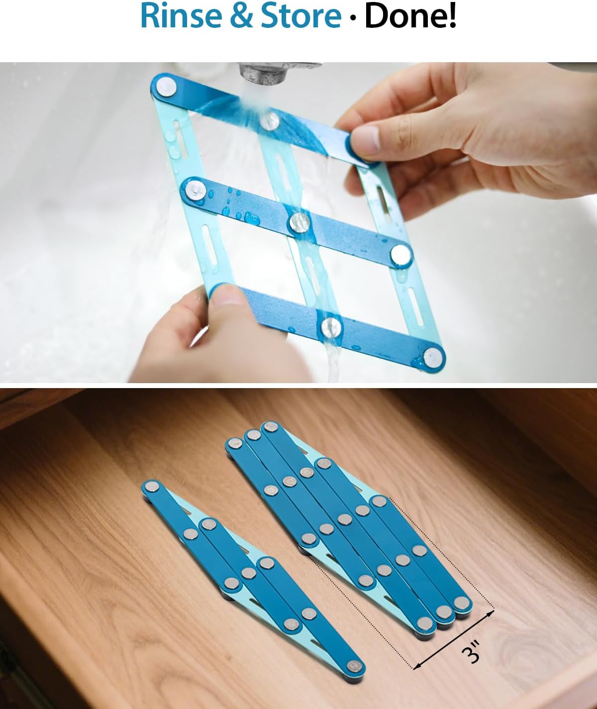 2 Pcs Expandable Trivets for Hot Pots and Pan, Modern Color-Block Kitchen Hot Pads, Small Pot Mat, Flexible & Adjustable, Stores Neatly,Heat-Resistant Stainless Steel Trivets for Kitchen