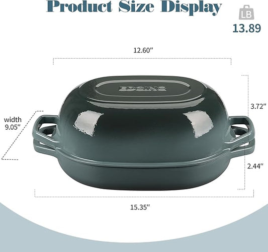 Enameled Cast Iron Oval Dutch Oven Pot with Lid, Dutch Oven for Sourdough Bread Baking, Oval Bread Pan, 7qt, Seasalt