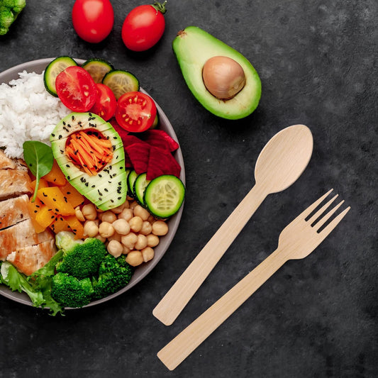 Bamboo Utensils -300 PK 6.7" Bamboo Compostable Forks Disposable Bamboo Cutlery Set Biodegradable Eco Friendly Renewable Utensil Flatware Fork