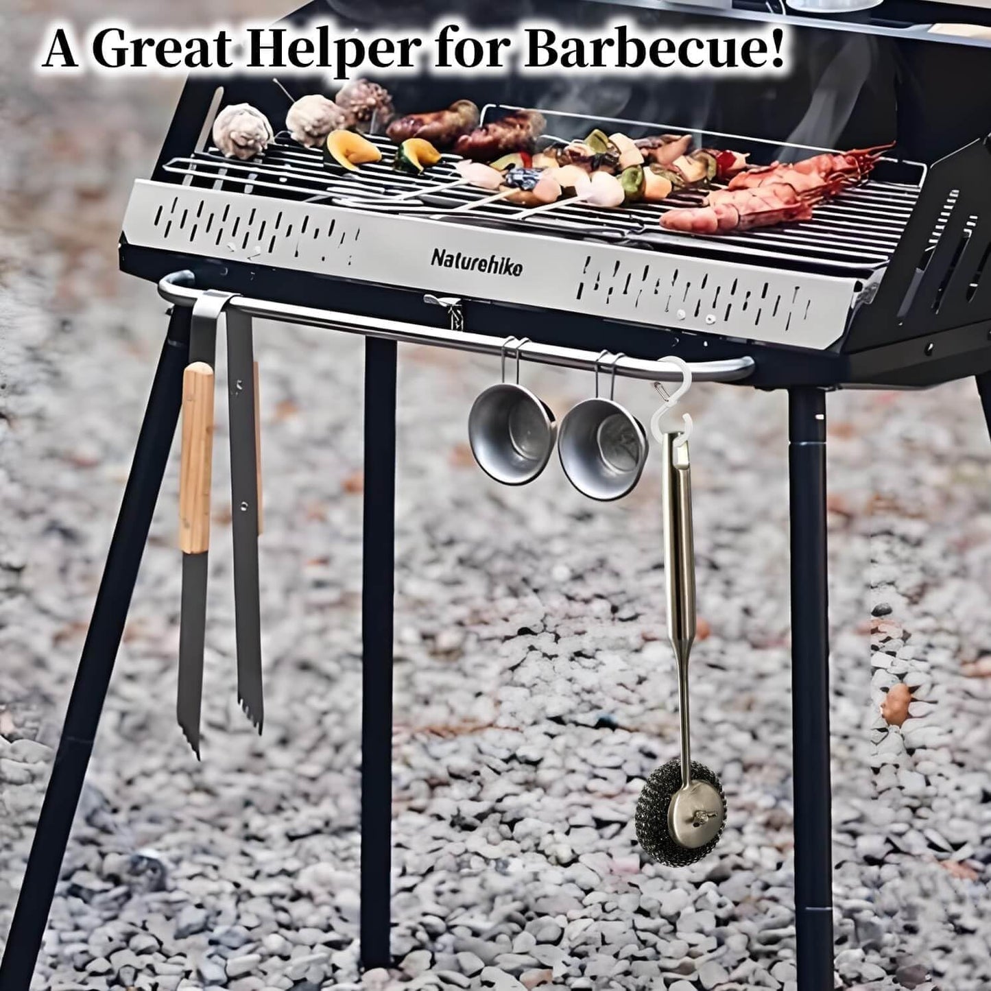 Grill Brush with Replaceable Head for Barbecue – Safe Bristle Free Stainless Steel BBQ Cleaner with Heavy Duty Scrubber Pad, Grill Accessories Steel Wool Scrubbers for Porcelain Gas Charcoal Grill