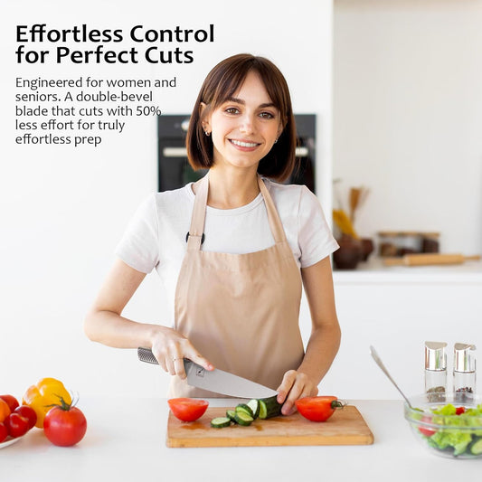 imarku Kitchen Knife Set with Block, 15PCS High Carbon Stainless Steel Knife Sets, One-piece Dishwasher Safe Kitchen Knives Set, Knife Set with Built-in Sharpener, Anti-slip handle, Brown