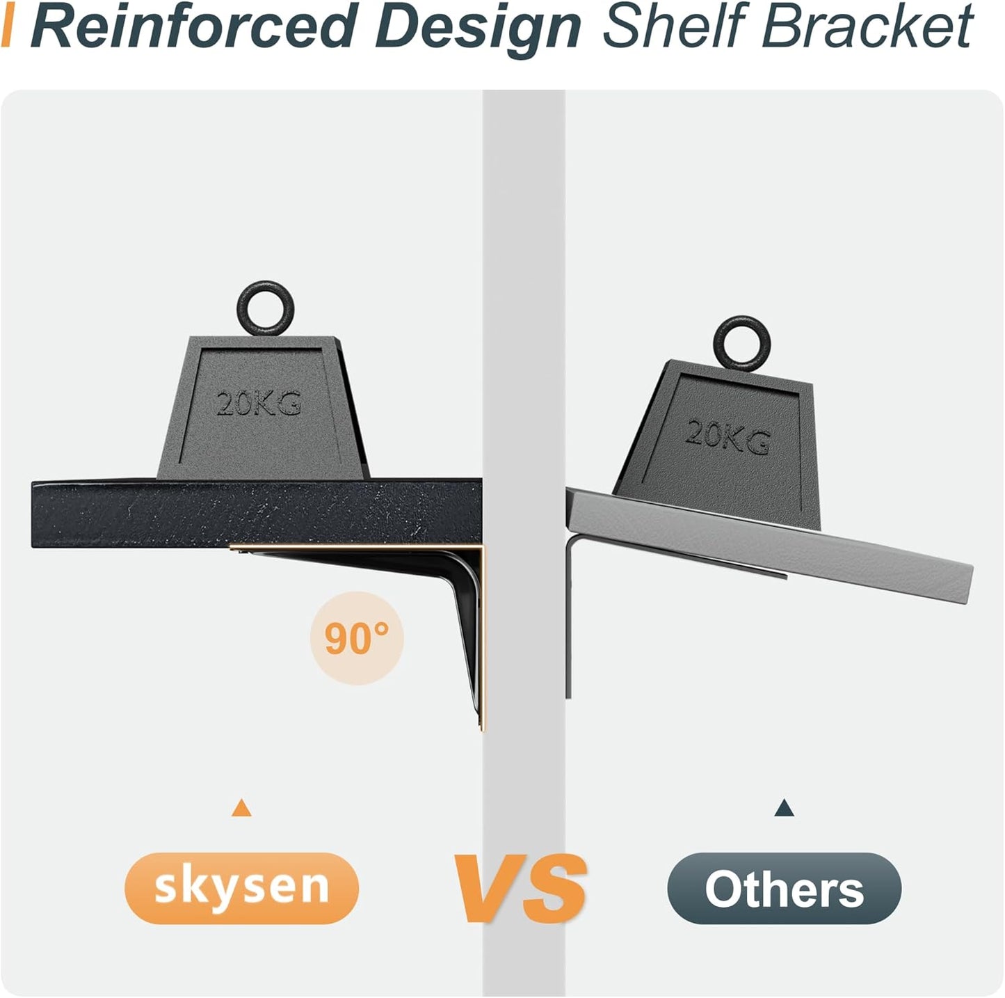 SKYSEN Floating Shelves for Wall Set of 6, 15.7in Wood Wall Shelf for Decor, Bathroom, Bedroom, Storage, Book,Kitchen, Living Room - Black(fs-40-b)