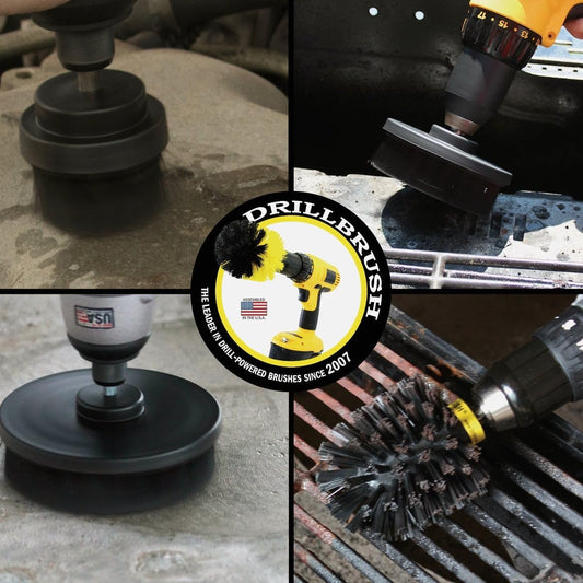 Drillbrush BBQ Grill Cleaning Kit - Safe Nylon Grill Brush | Drill Brush Set - Ultra Stiff Power Scrubber Attachments for Loose Paint, De-Scaling Rust and Graffiti Removal on Stone, Brick and Masonry