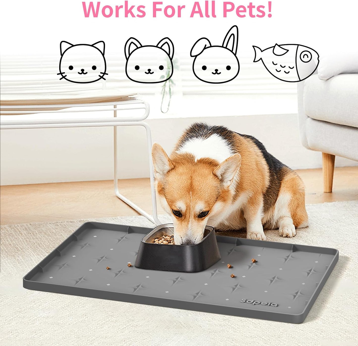 Sdpeia Under Sink Mat 19"×19" – Waterproof Silicone Cabinet Liner & Sink Protector for Kitchen & Bathroom, Multi-Purpose Organizers Tray for Pets, Laundry, Cat Litter Mat,Gray