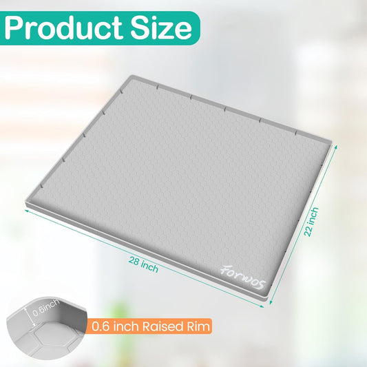 Waterproof Under Sink Mat 28" x 22", Silicone Cabinet Liner, Rubber Protector for Kitchen and Bathroom, Keeps Cabinets Clean, Dry, and Organized (Light Grey)