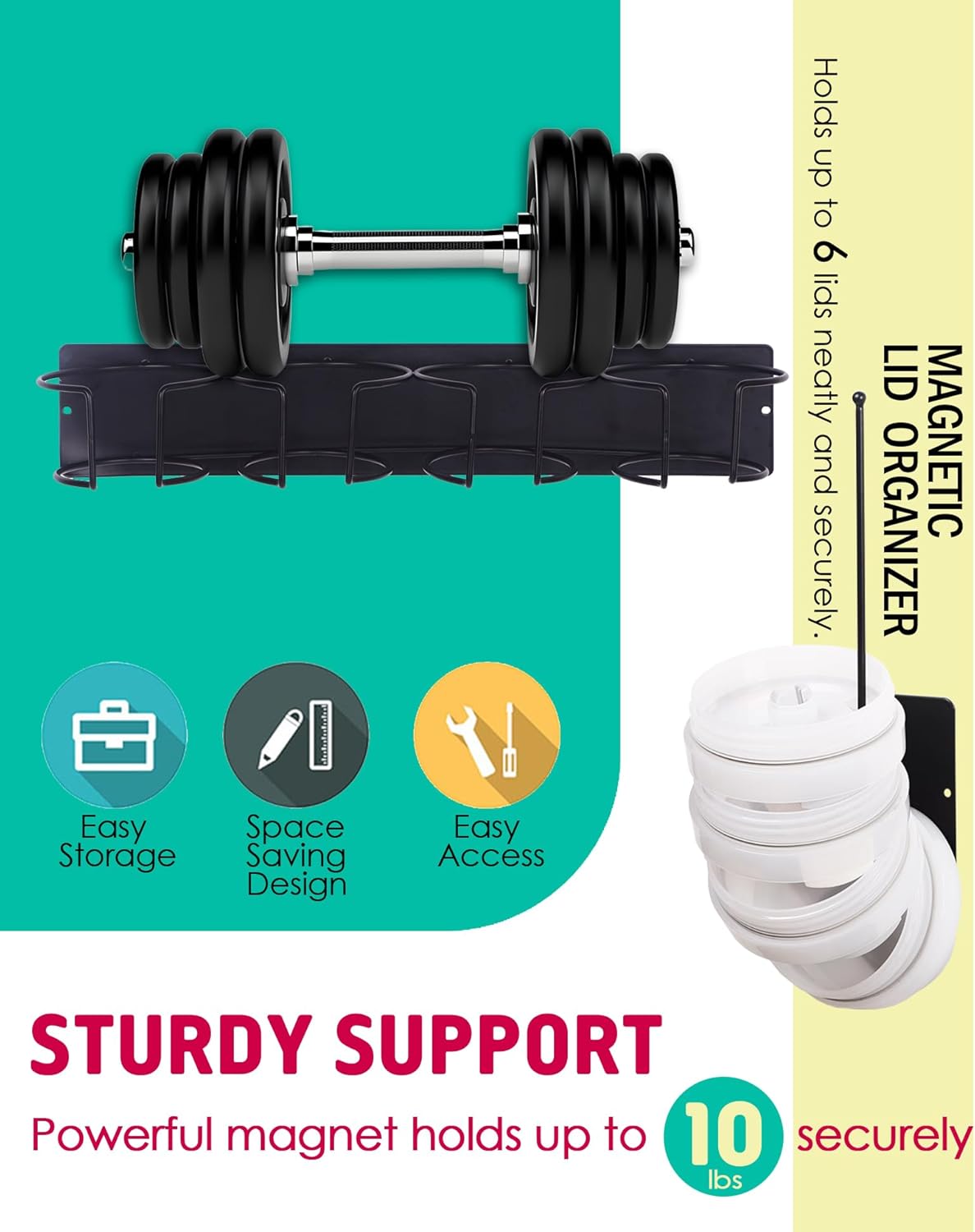 Magnetic Tumbler Holder for Stanley, Magnetic Cup Organizer for Refrigerator, Compatible with Stanley 30oz & 40oz Tumblers, Water Bottle Magnetic Rack (Black, 8 Tumblers& 2 Lid Holder)