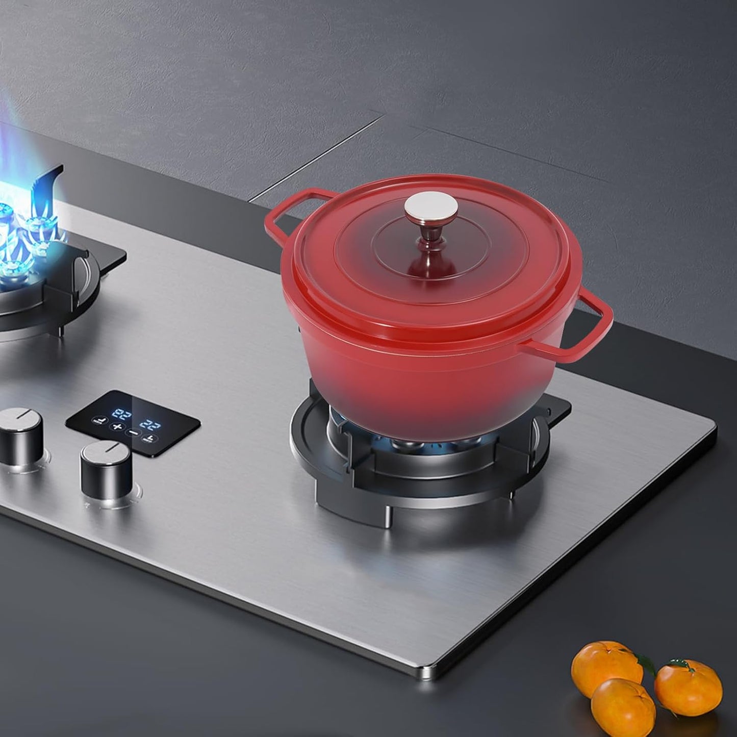 4L Stew Pot with Lid Modern Round Dutch Oven Pot with Lid Ceramic Stew Pot Casserole Dish with Dual Handles for Home Restaurant Kitchen (Red)