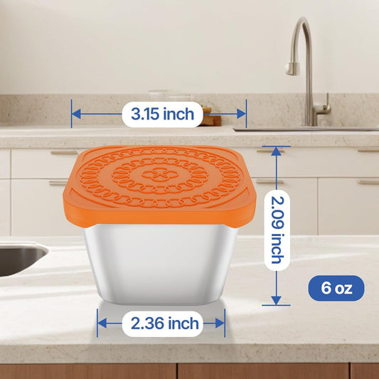 Set of 8 Stainless Steel Snack Containers for Kids and Toddler;Snackle Box Container;Leak Proof Stackable Small Metal Food Containers with Silicone Lids