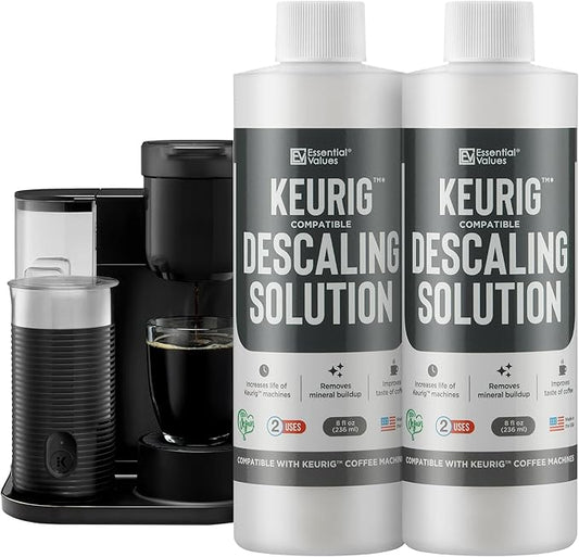 Essential Values Compatible with Keurig Descaling Solution - Specially Formulated for Keurig Descaler - Espresso Machine, Coffee Pot Cleaner - 12 Month Supply 2-Pack
