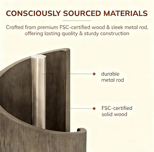 Mountain Paper Towel Holder Countertop with Mango Wood and Iron Round Base, Effortless One-Hand Tear Modern Kitchen Towel Dispenser for Counter, Cabinet, Farmhouse Kitchen (Natural Wood)