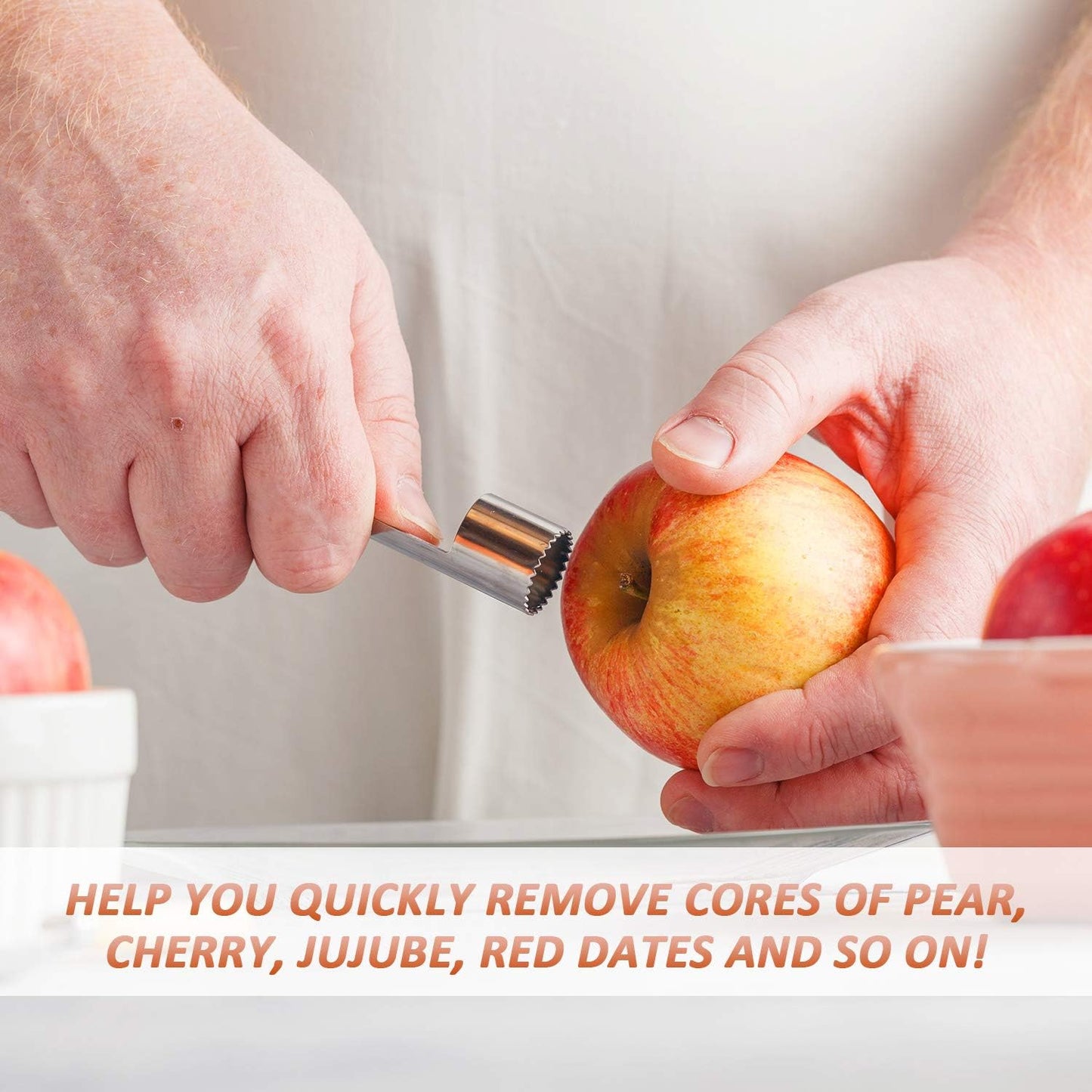 4 Pieces Multi Function Fruit Corer and Pitter Remover Set Stainless Steel Pear Corer Pitter 4 Sizes for Home Kitchen, Pear, Cherry, Jujube and Red Date