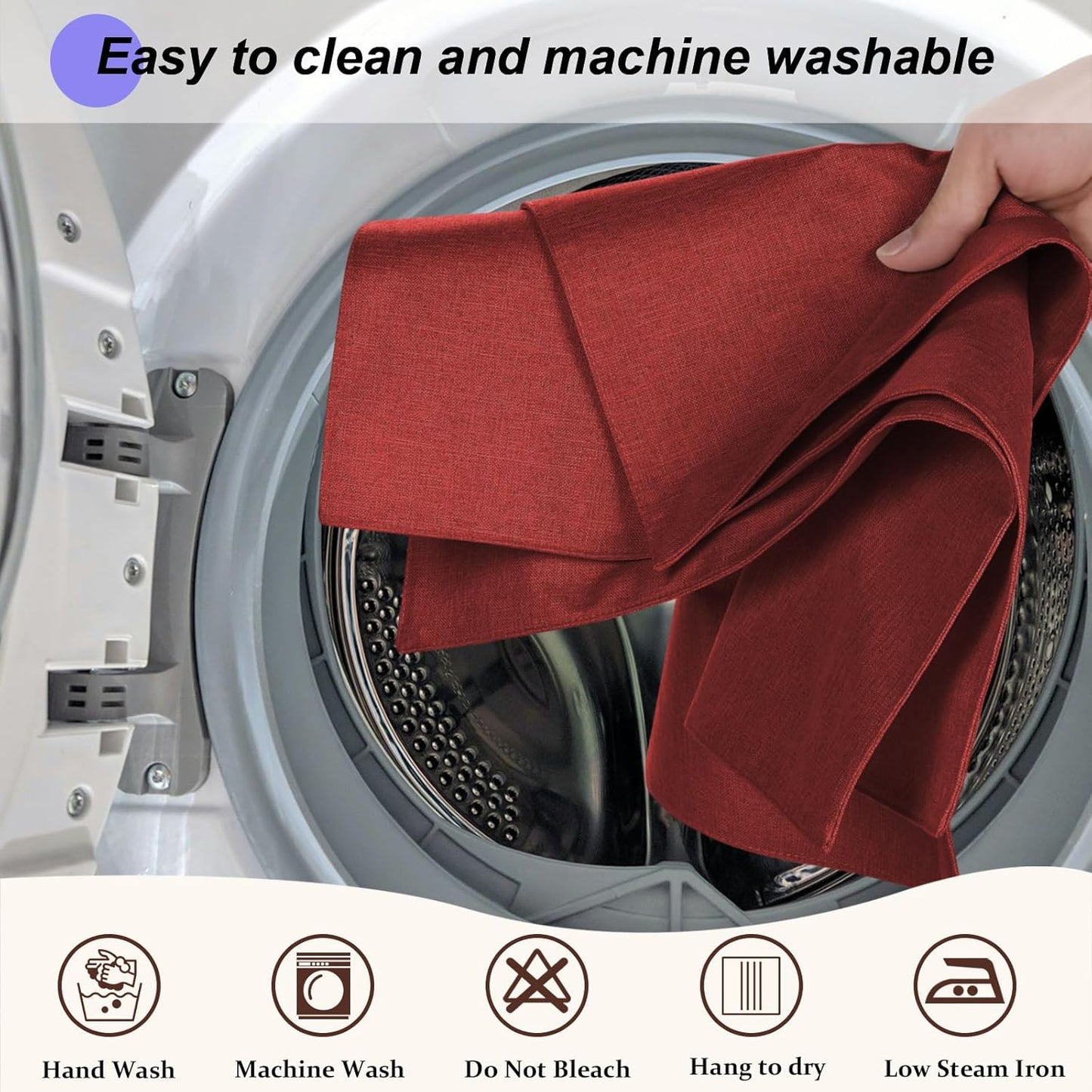 Red Cloth Placemats Set of 6, Cotton Linen Blend Machine Washable Double Layered Durable Place Mats Heat Resistant Placemats Wrinkle Free Thick Fabric Dining Table Mats (Red, 6)