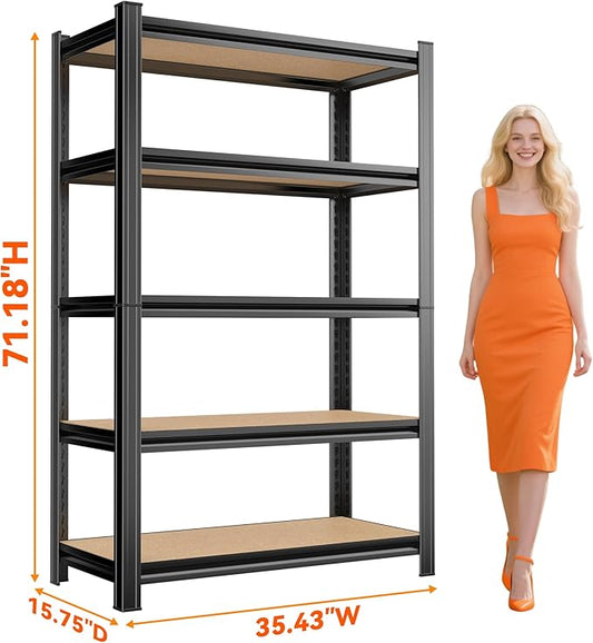 Five tier thickened steel kitchen shelf, load capacity 2000lbs, adjustable height, anti-rust baking paint, easy to organize microwave/oven/pots and pans, stable and non-slip, kitchen organizer!