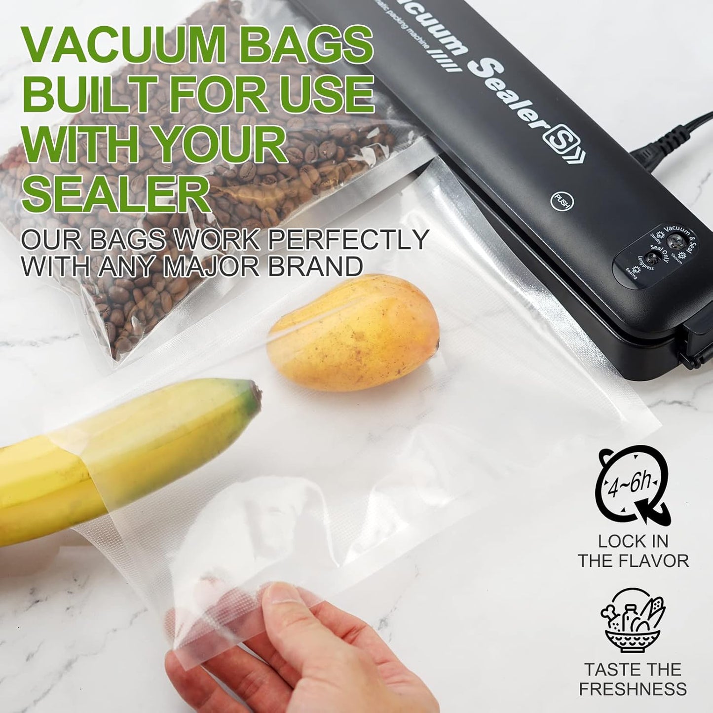 W&Y W&Y 100 Single-Ply Vacuum Sealer Bags (6"x10" Quart) – Pre-Separated, Commercial Grade, BPA Free for Food Storage, Sous Vide & Meal Prep – 1 Pack (100 Count)