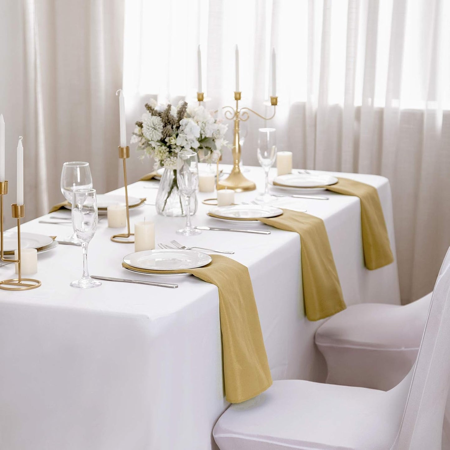 Bailarina Cloth Napkins Set of 40,17x17 inches Dinner Napkins Cloth Washable,Polyester Square Table Cloth Napkin Bulk with Hemmed Edges Ideal for Banquets, Parties and Weddings-Gold