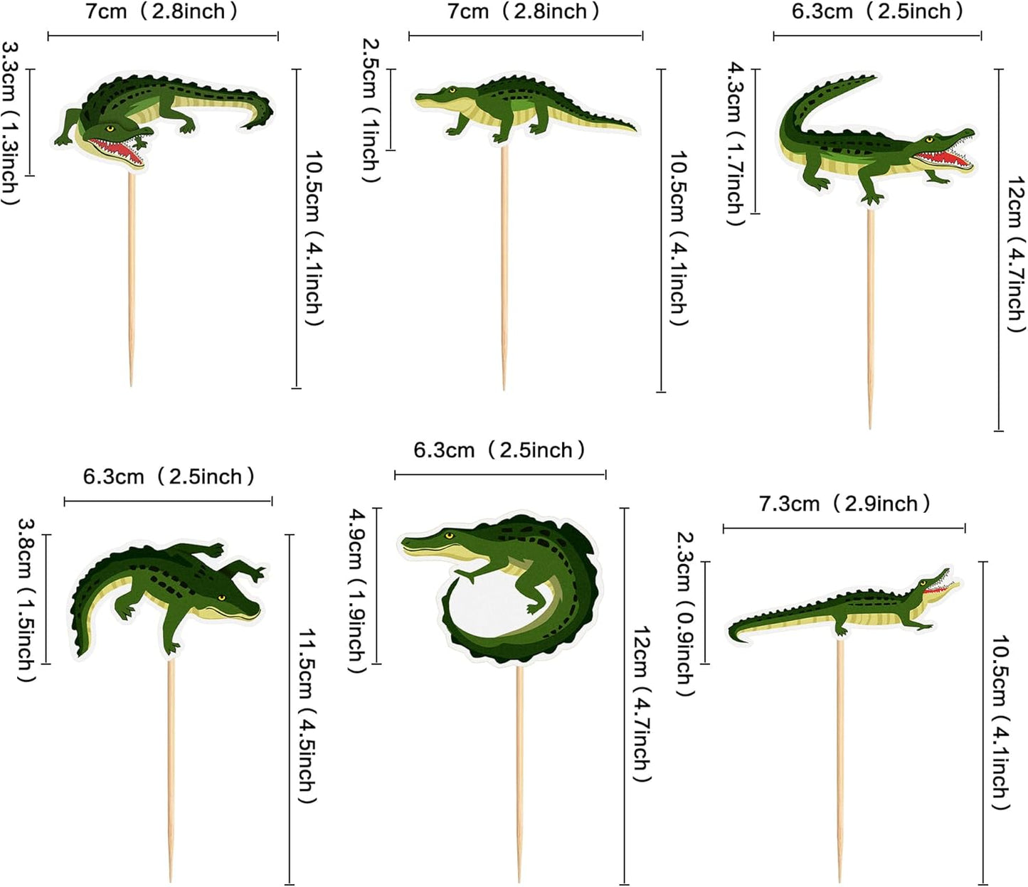 36Pcs Alligator Cupcake Toppers Crocodile Happy Birthday Cake Topper Reptile Animal Cupcake Toppers for Boy Man Jungle Safari Swamp Reptile Party Supplies